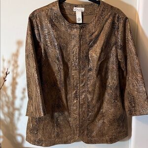 Kim Rogers Croc-Texture Faux Leather Jacket in Brown